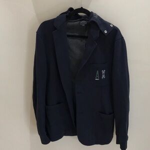 A|X Armani Exchange Cotton Hooded Navy Blazer, Size XL